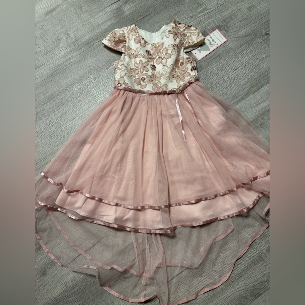 Girls Pink flower high low dress